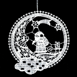 Lace Ornament Moon with Santa 2916-72