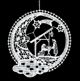Lace Ornament Moon with crib 2916-73