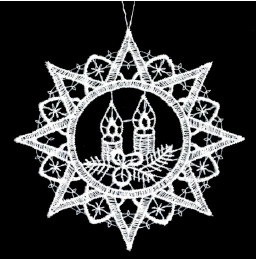 Lace Ornament Star with candles 2918-75