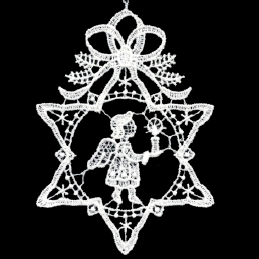 Lace Ornament Star with loop and angel 2934-71