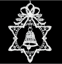 Lace Ornament Star with loop and bell 2934-73