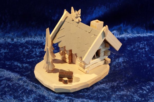 Incense Smoker Log House cat