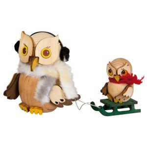 Mini Owl with Child on Sleigh