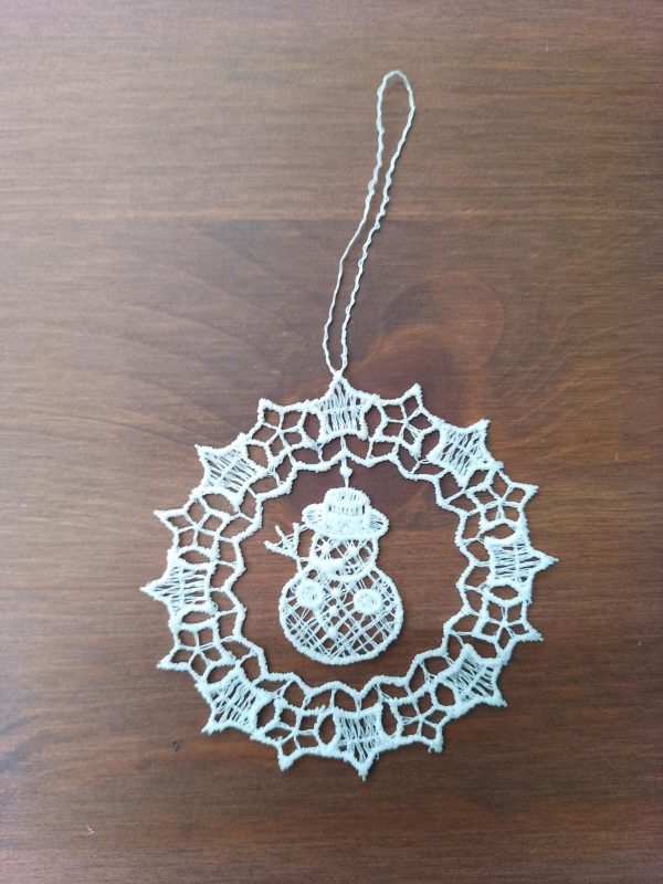 Lace Ornament Ball with Snowman 2358-71