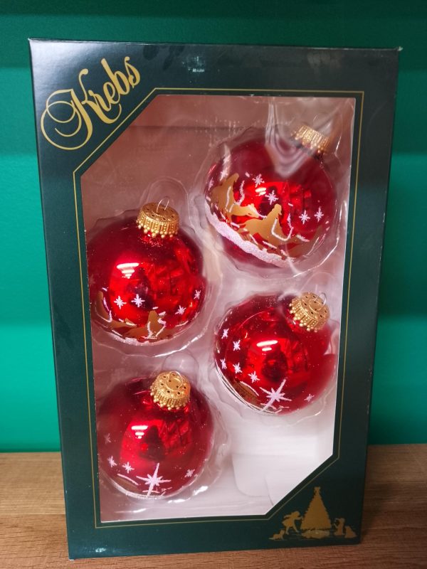 Glass Bauble Set red