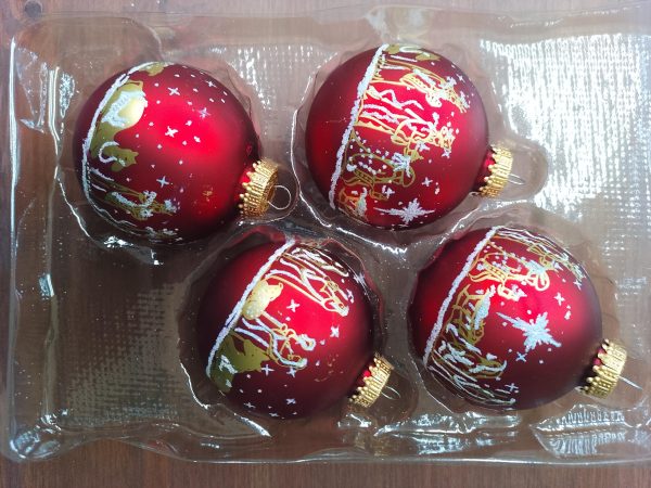 Glass Bauble Set red matte - Image 3