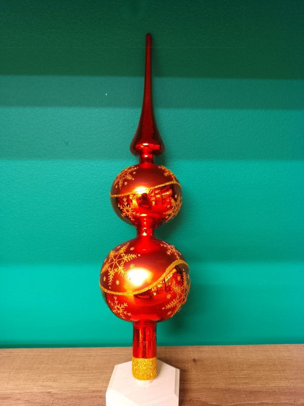 Tree Topper Matte Red/Gold - Image 3