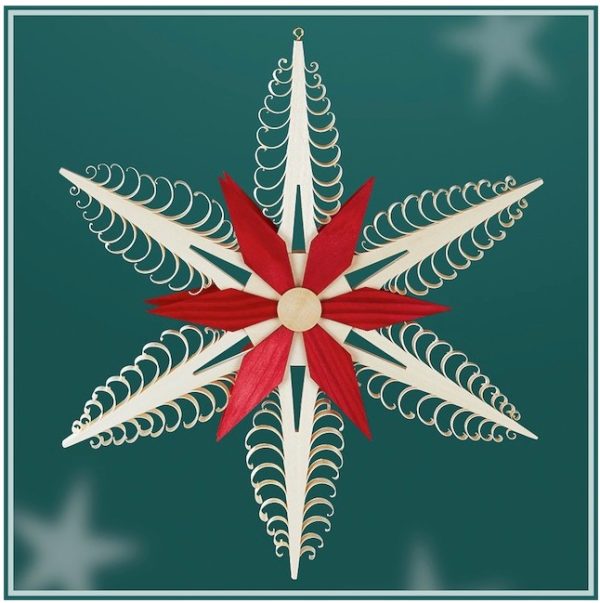 Wooden Star A108 red 24 cm