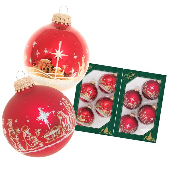 Glass Bauble Set red - Image 4