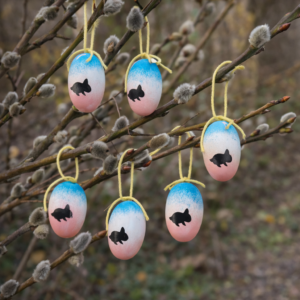 Wooden Easter Eggs blue-pink 6