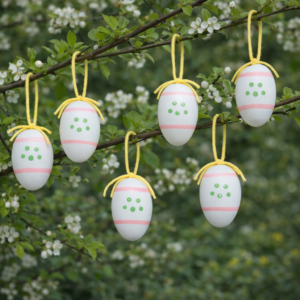 Wooden Easter Eggs white-pink 6