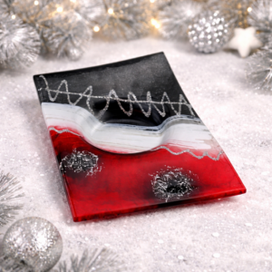 Curved Candle Holder Red 'n Grey