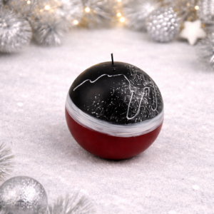 Ball Candle Red 'n Grey