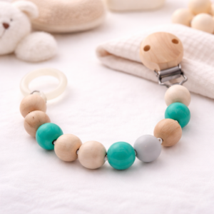 Pacifier Chain Clip natural turquoise