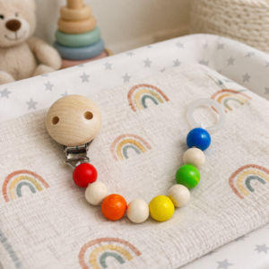 Pacifier Chain Clip natural multicolor