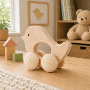 Wooden Rolling Toy Bird
