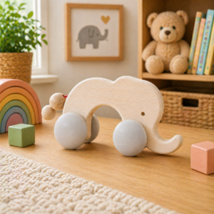 Wooden Rolling Toy Elephant