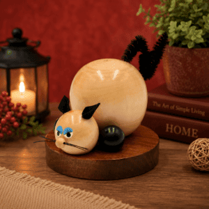 Natural Wooden Cat Incense Smoker