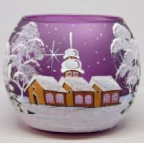 Glass Tealight Holder 8cm purple