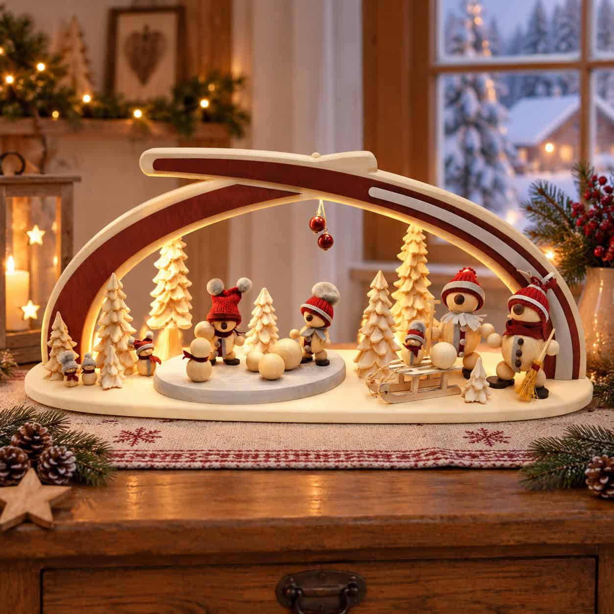 alt=solid-wood-arch-snowmen