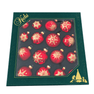 Glass Bauble Set Snowstar Red