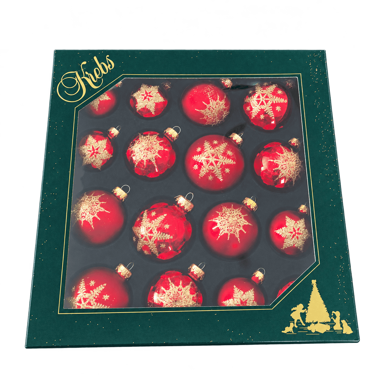 Snowstar Red Glass Bauble Set
