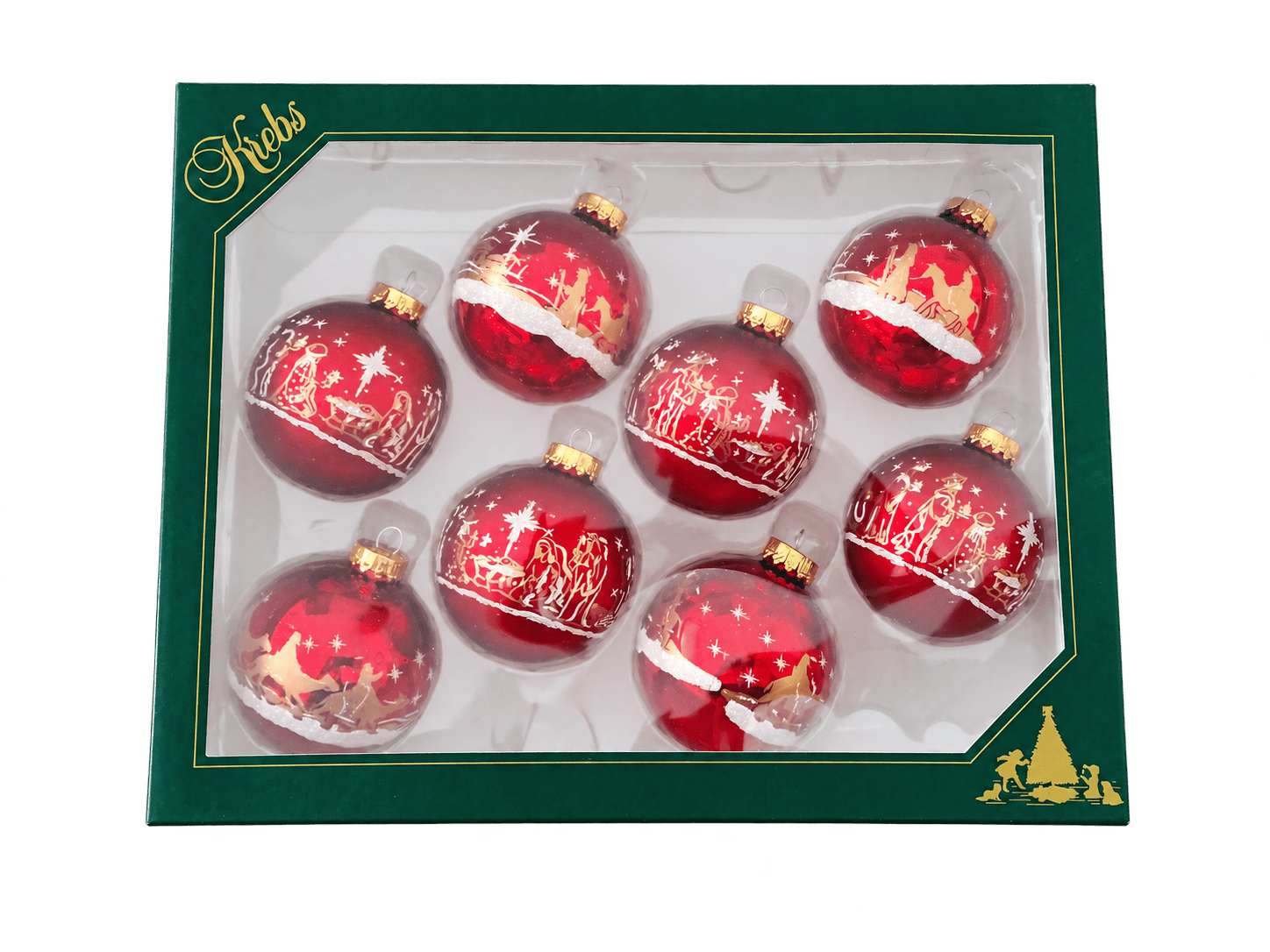 Red Glass Nativity Bauble Set