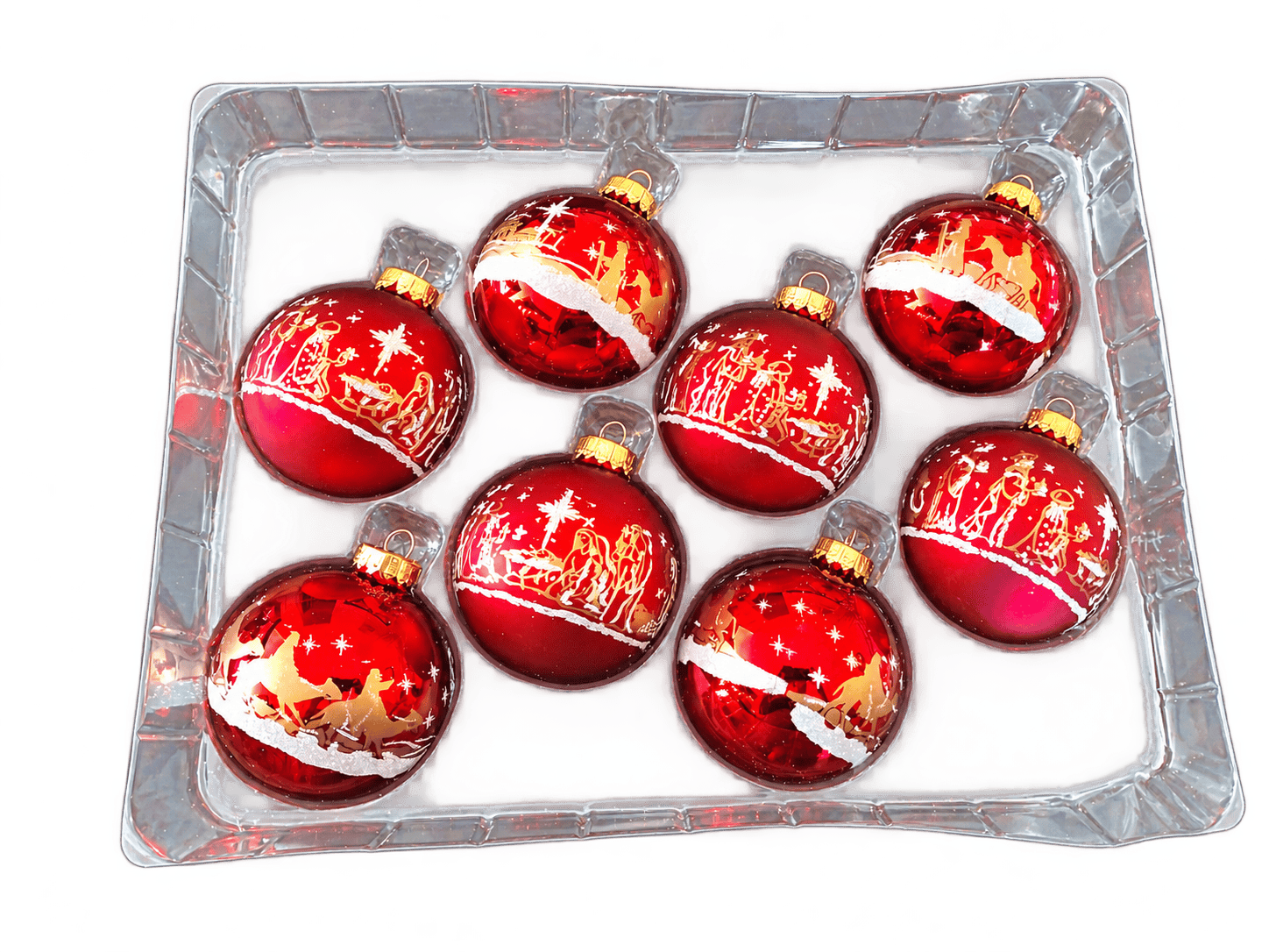 Red Glass Nativity Bauble Set - Image 2